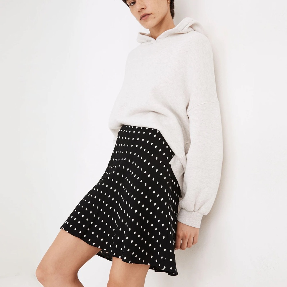 Madewell NWT Polka Dot Black Slip Skirt